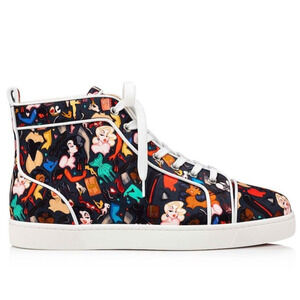 Christian Louboutin Louis Orlato Dr Bored Crepe Satin Hi-Top Sneakers Black 40.5